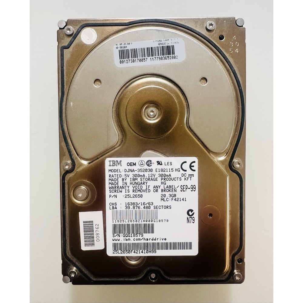 IBM 20.3GB SCSI Hard Drive LVD/SE Used - DJNA-352030 SEP 99 Hungary